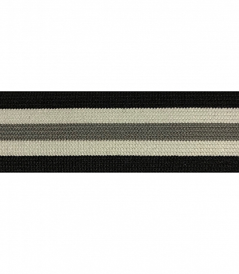 25mm White & Grey Stripped Elastic - Click Image to Close